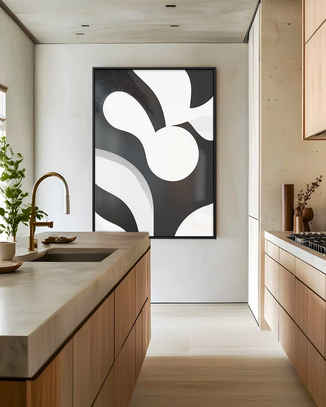 Moderne Zwart-Wit Compositie Kunstwerk-canvas-dibond-plexiglas-wanddecoratie-WallArtistic