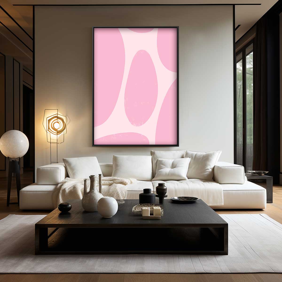 Speelse Roze Abstractie Kunstwerk-canvas-dibond-plexiglas-wanddecoratie-WallArtistic