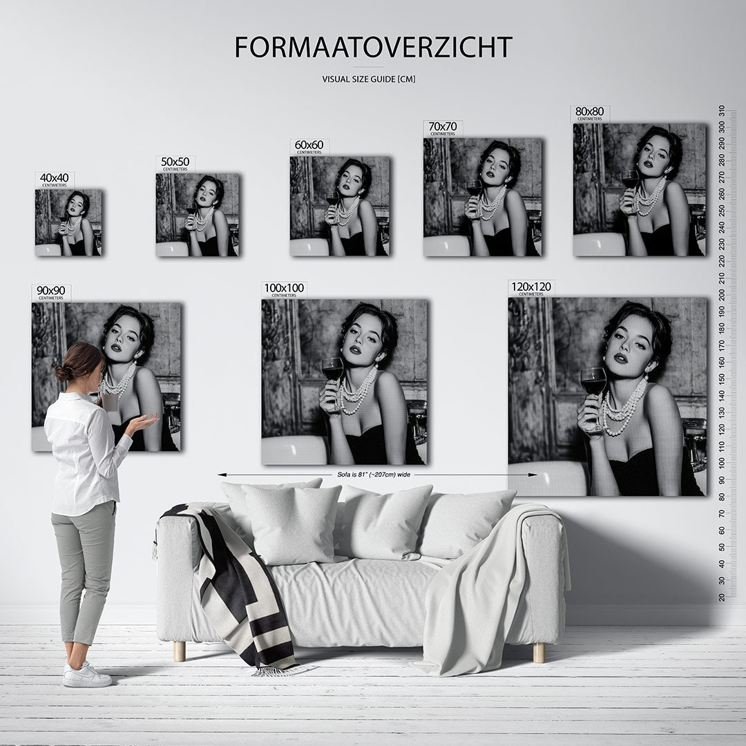 Elegante vrouw met wijn Kunstwerk