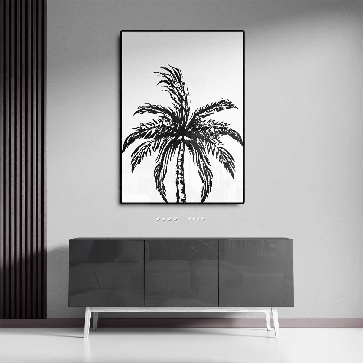 Zwart-Wit Palm Boom Kunstwerk-canvas-dibond-plexiglas-wanddecoratie-WallArtistic