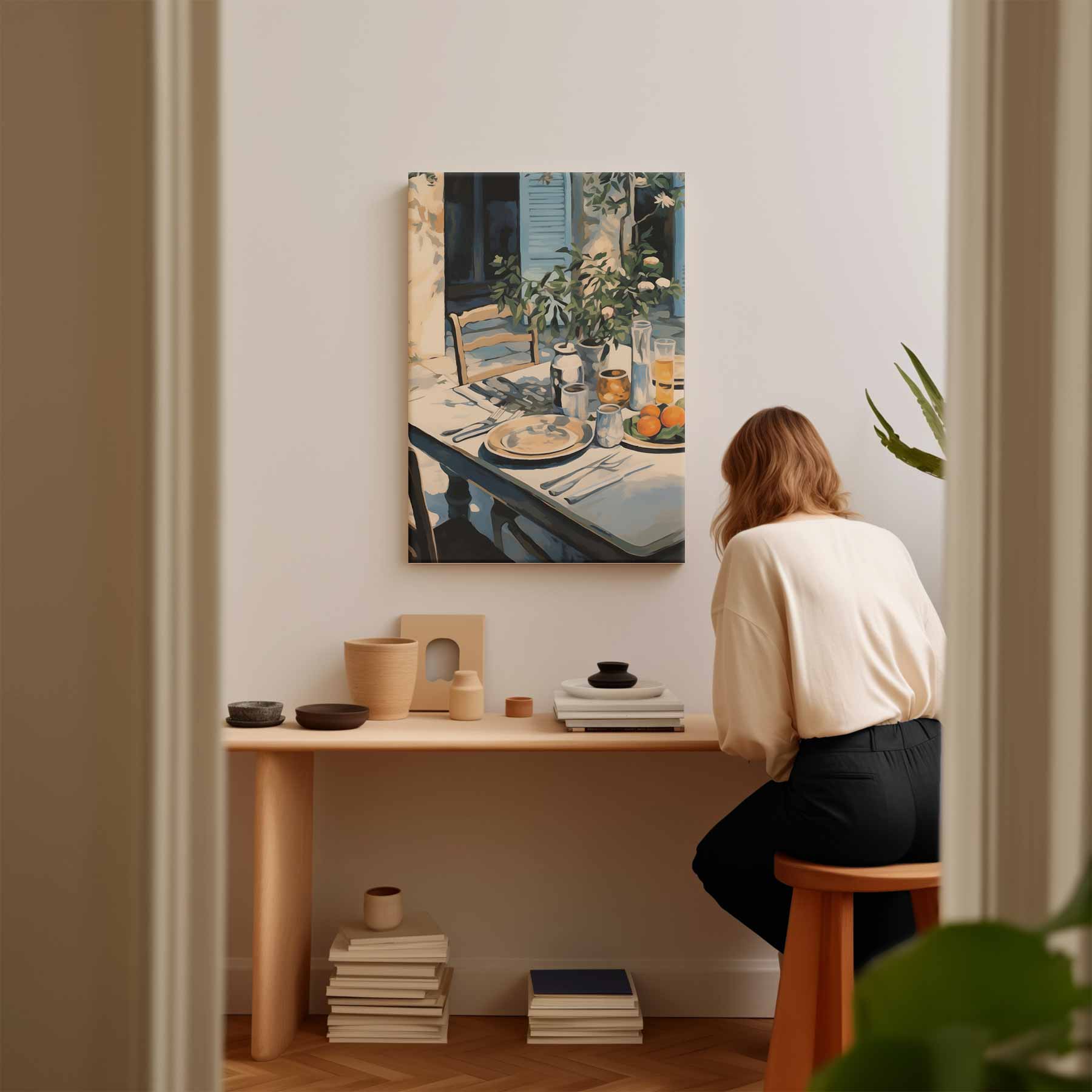 Zonovergoten Ontbijt in de Tuin Kunstwerk-canvas-dibond-plexiglas-wanddecoratie-WallArtistic