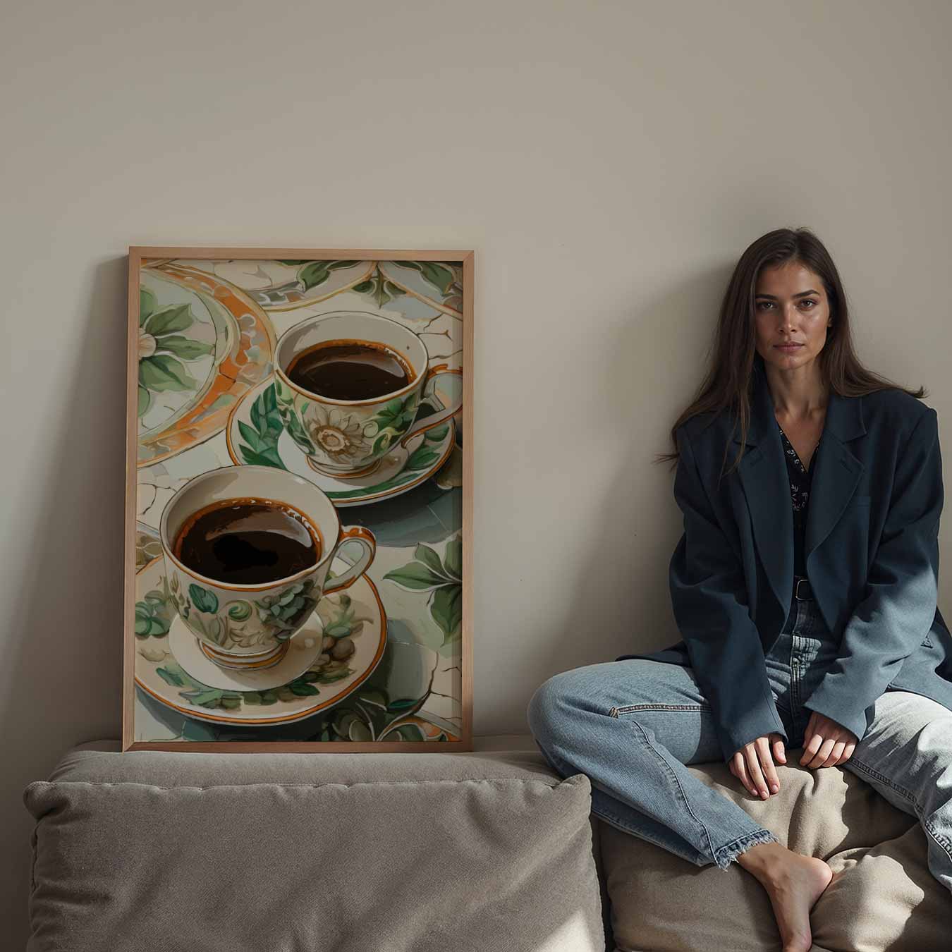 Stijlvolle Koffiepauze Poster-WallArtistic