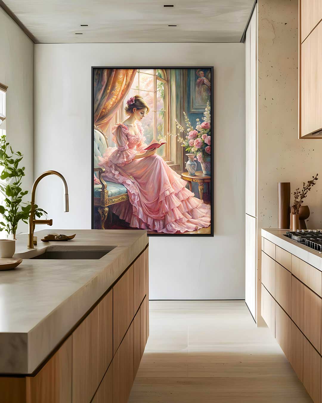 Romantische Lezer bij het Raam Kunstwerk-canvas-dibond-plexiglas-wanddecoratie-WallArtistic