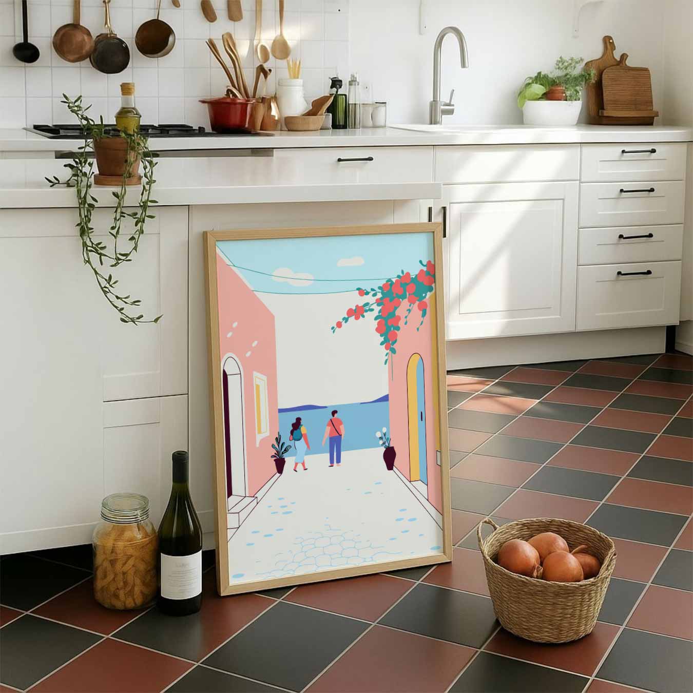 Dromerige Straat aan Zee Poster