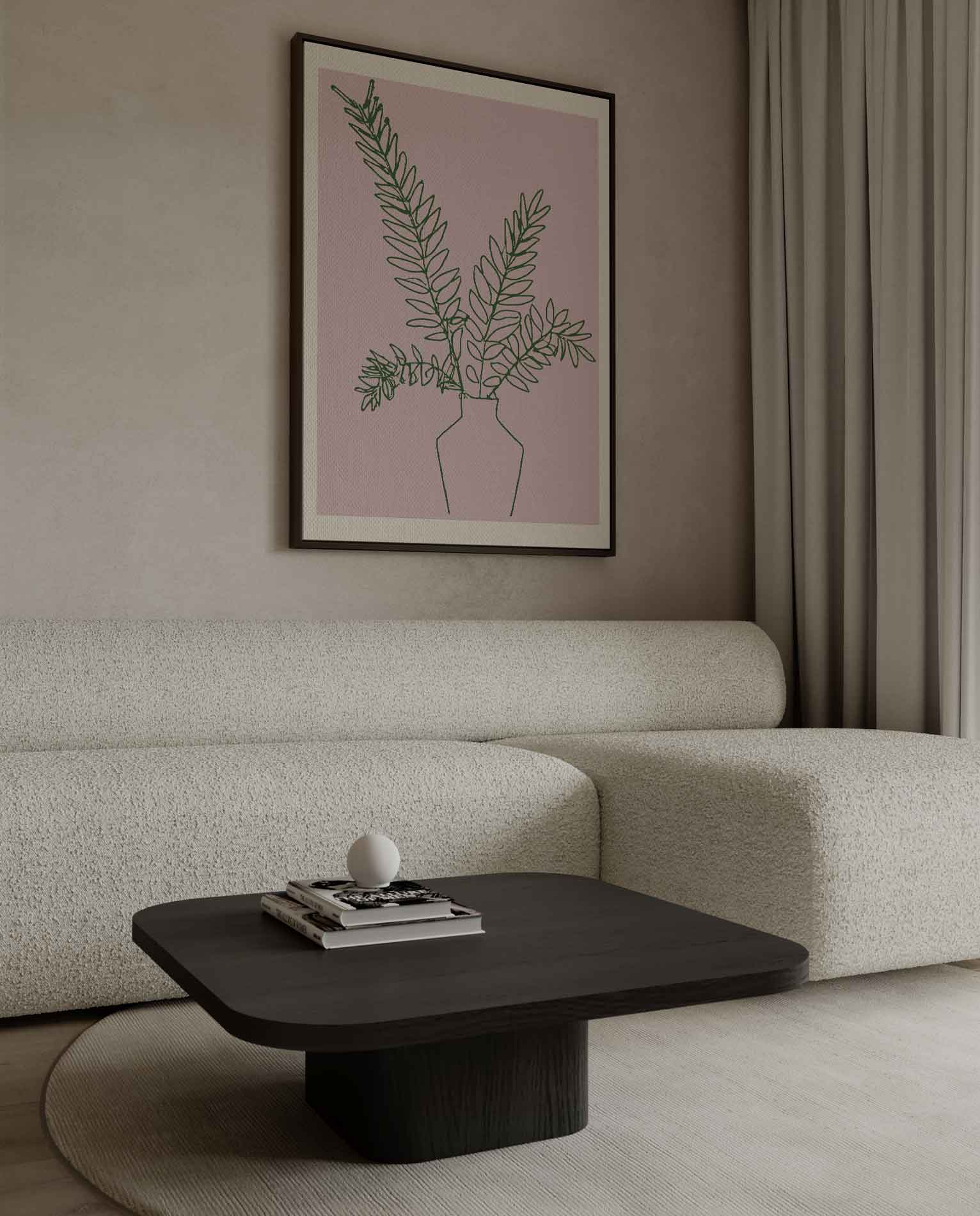 Eenvoudige Botanische Lijntekening Kunstwerk-canvas-dibond-plexiglas-wanddecoratie-WallArtistic