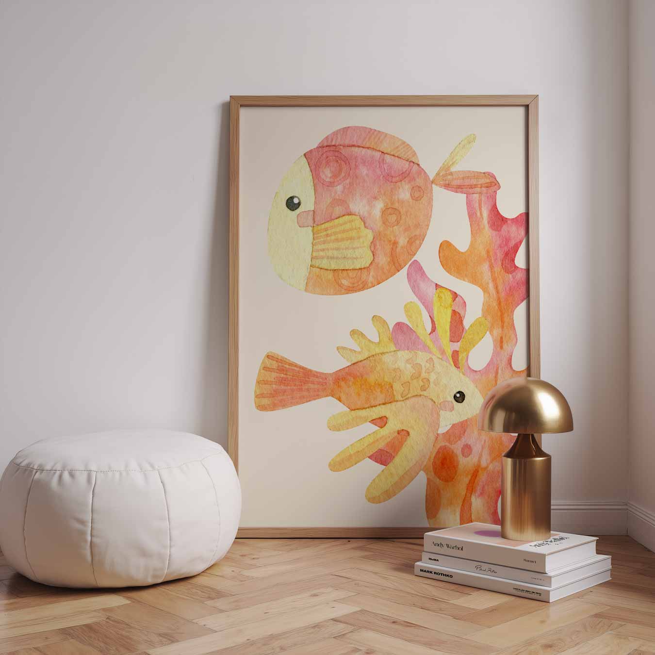 Goudvis en Koraal Poster-WallArtistic