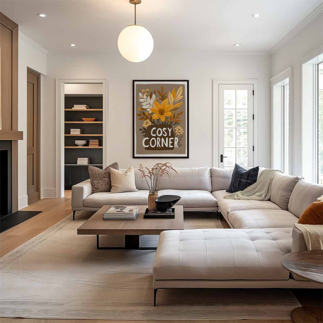 Cosy Corner Bloemenillustratie Kunstwerk-canvas-dibond-plexiglas-wanddecoratie-WallArtistic