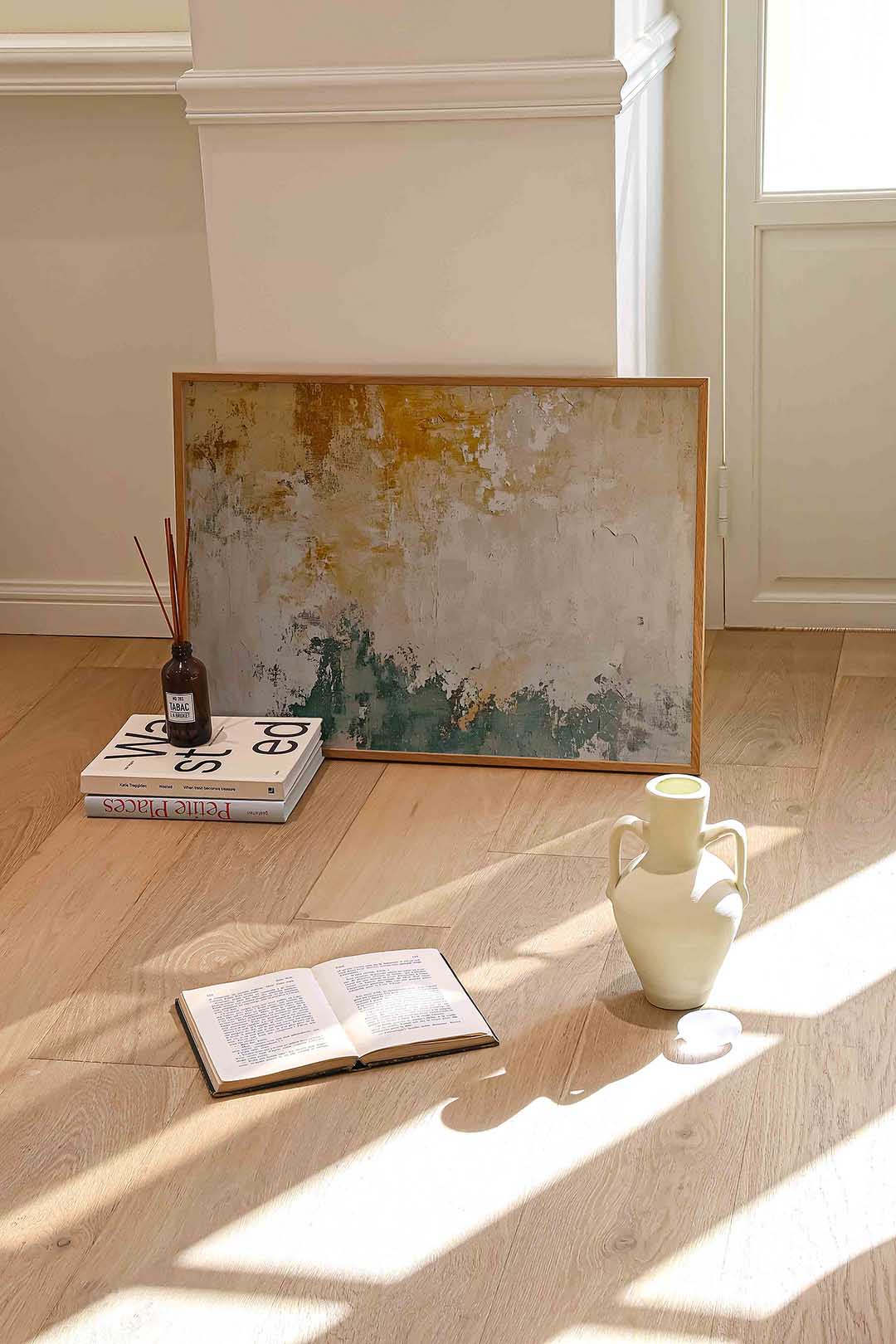 Abstracte beige en groene Poster