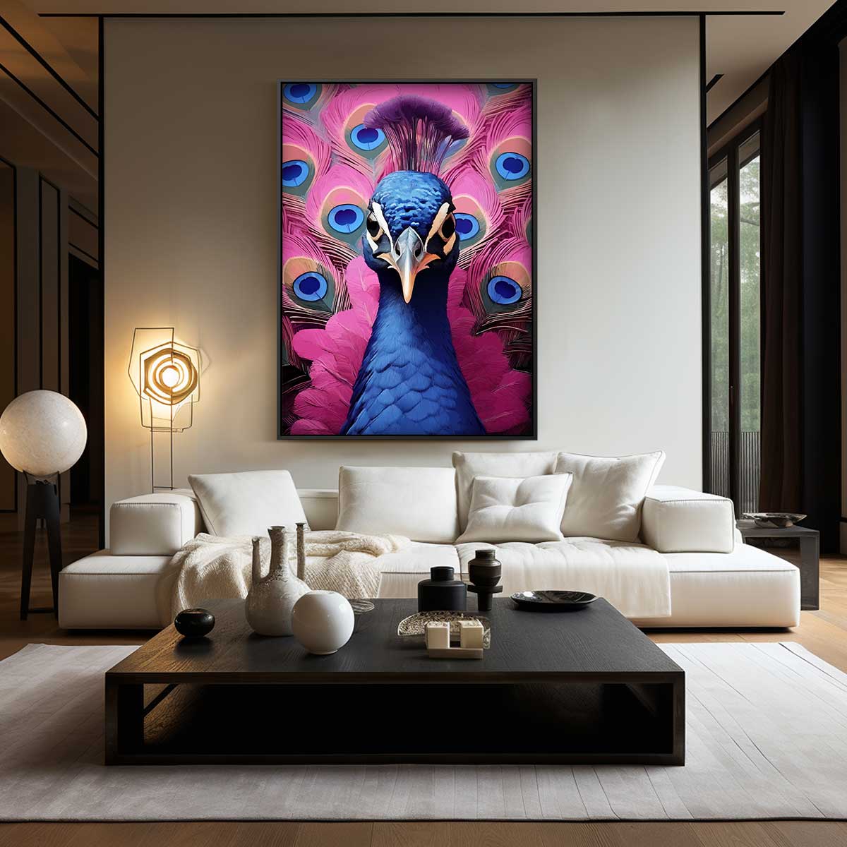 Pauwenpracht in Felle Kleuren Kunstwerk-canvas-dibond-plexiglas-wanddecoratie-WallArtistic