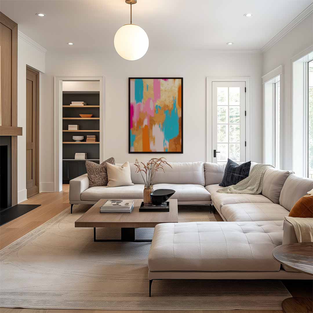 Kleurenexplosie Abstract Schilderij Kunstwerk-canvas-dibond-plexiglas-wanddecoratie-WallArtistic