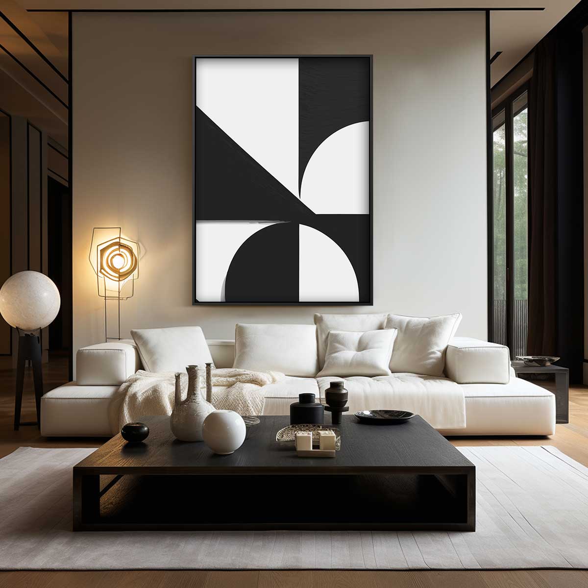 Abstract Geometrisch Contrast Kunstwerk-canvas-dibond-plexiglas-wanddecoratie-WallArtistic