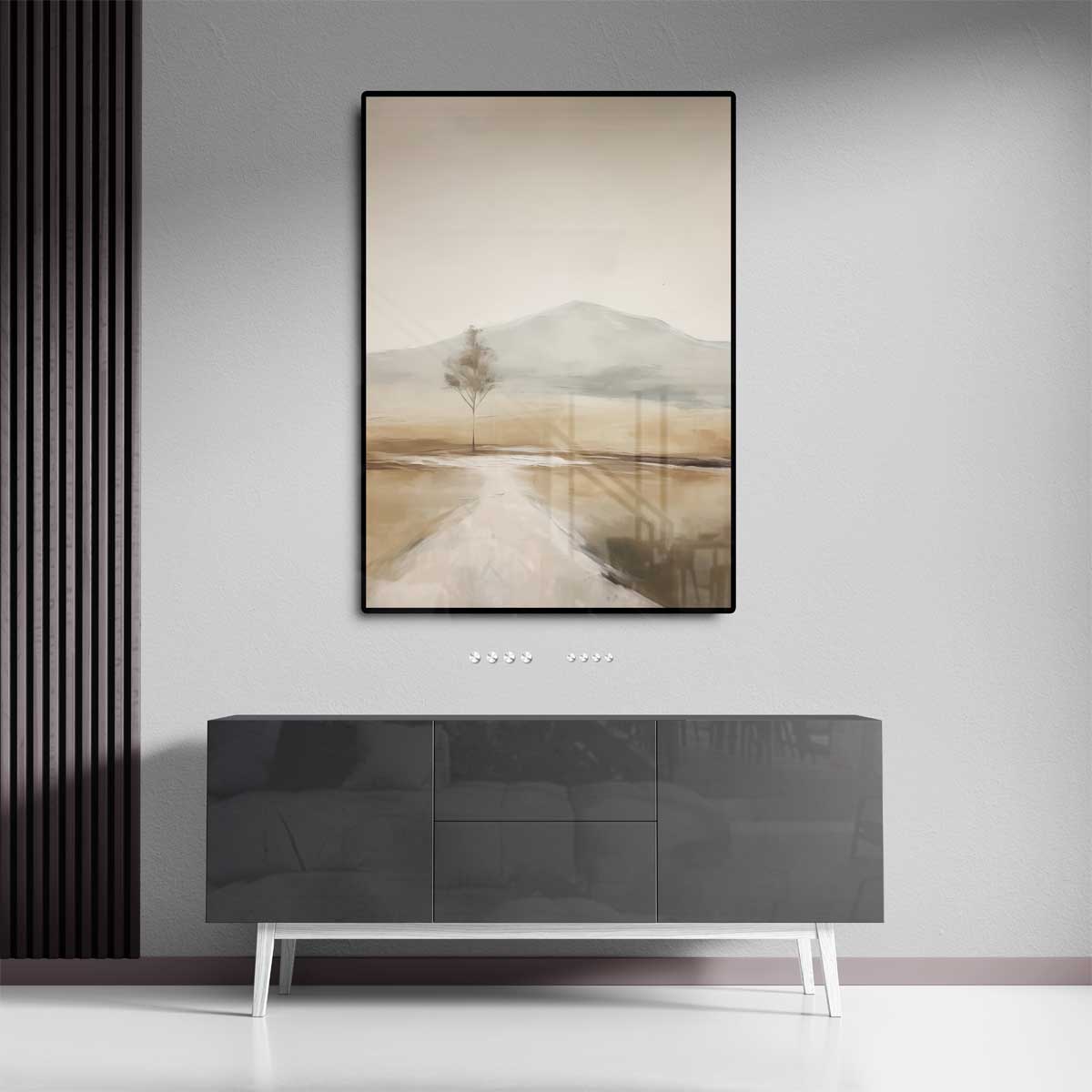 Eenzame Boom in Zacht Landschap Kunstwerk-canvas-dibond-plexiglas-wanddecoratie-WallArtistic