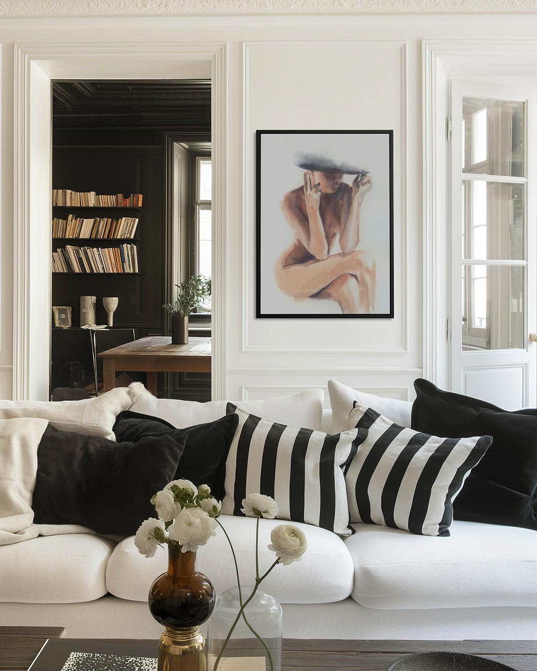 Zittende vrouw silhouet Kunstwerk