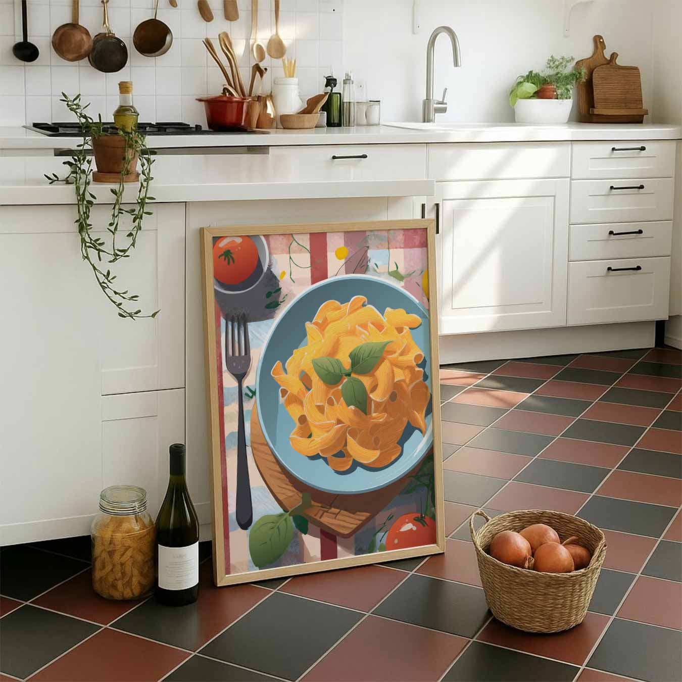 Vrolijke Italiaanse Pasta Poster-WallArtistic