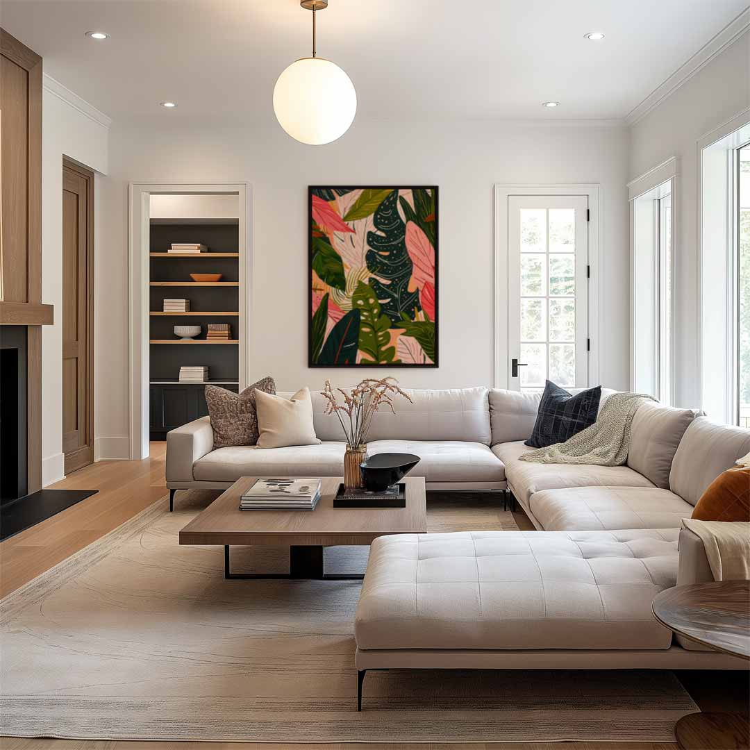 Tropische Bladeren Mix Kunstwerk-canvas-dibond-plexiglas-wanddecoratie-WallArtistic