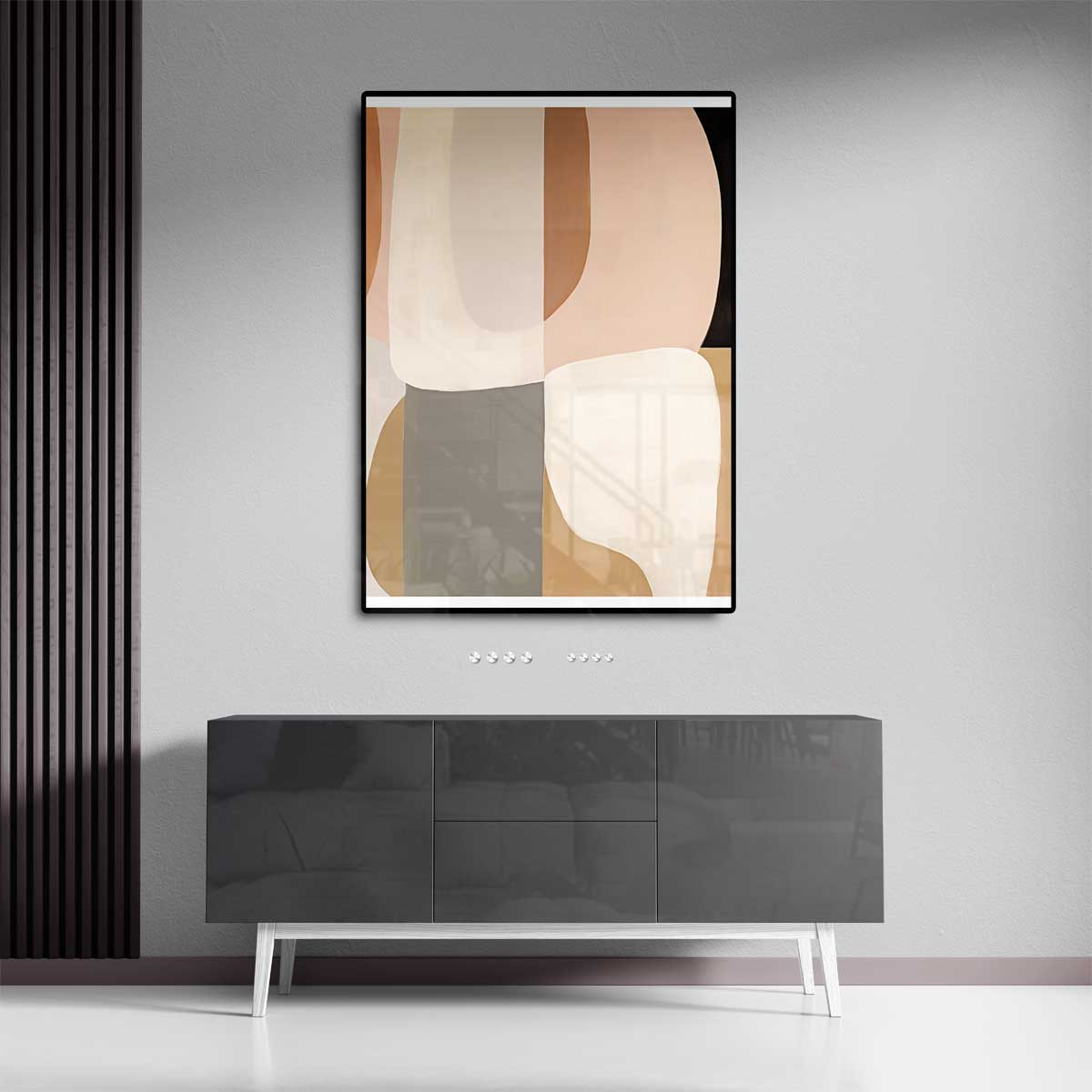 Warm Elegantie Abstract Schilderij Kunstwerk-canvas-dibond-plexiglas-wanddecoratie-WallArtistic