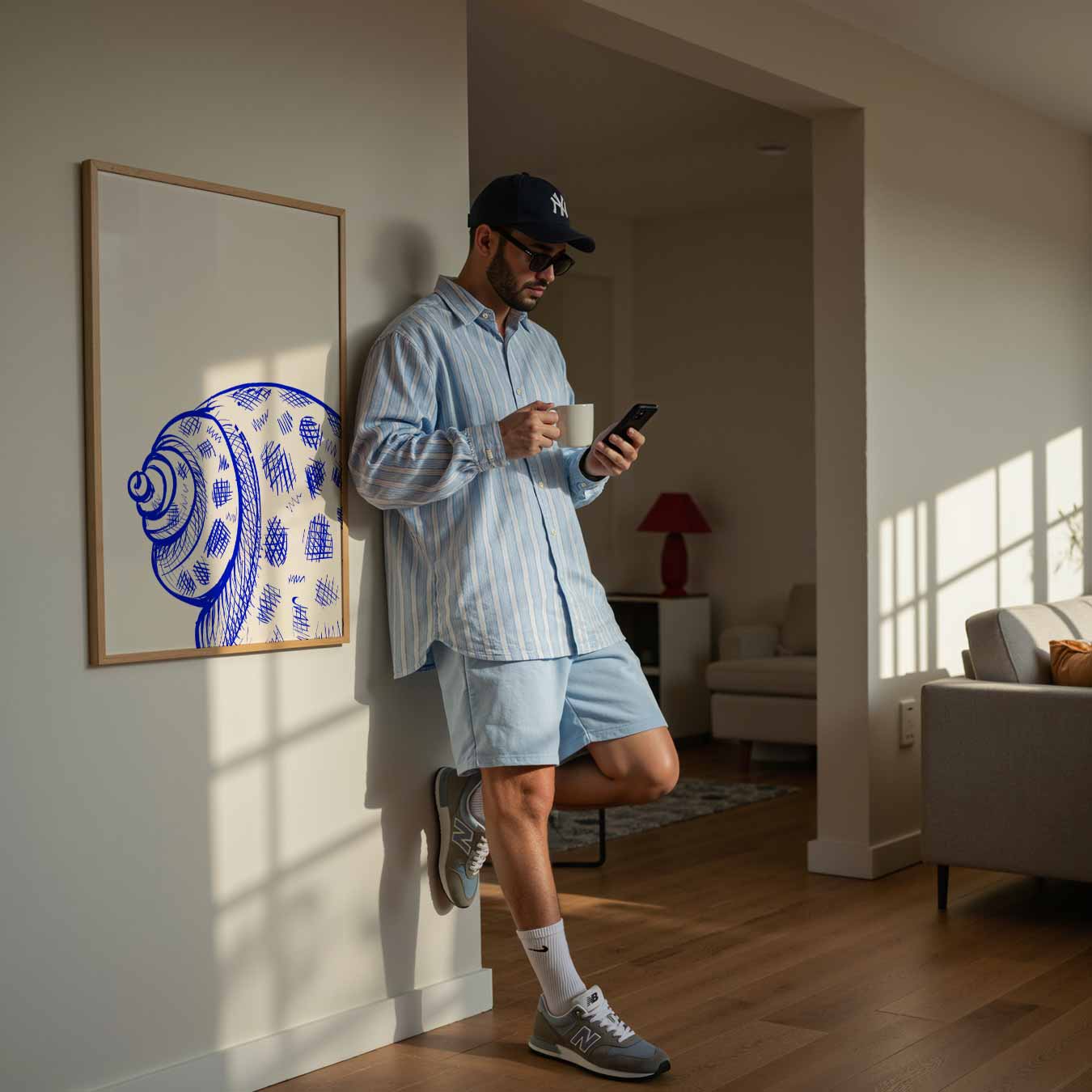 Artistieke Blauwe Schelp Poster-WallArtistic