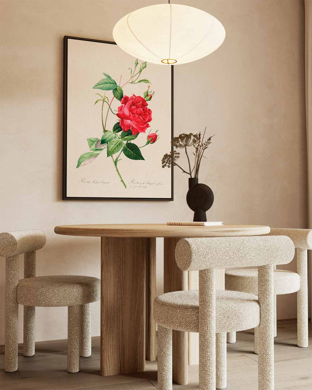 Bloeiende Rode Roos Illustratie Kunstwerk-canvas-dibond-plexiglas-wanddecoratie-WallArtistic