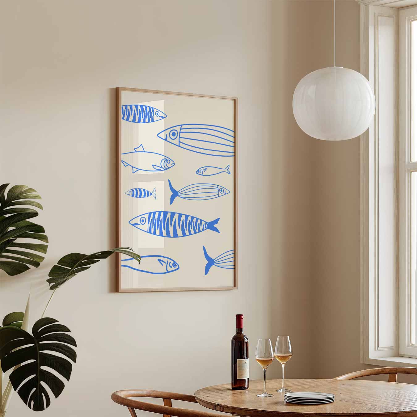 Fris Blauwe Vis Illustratie Poster