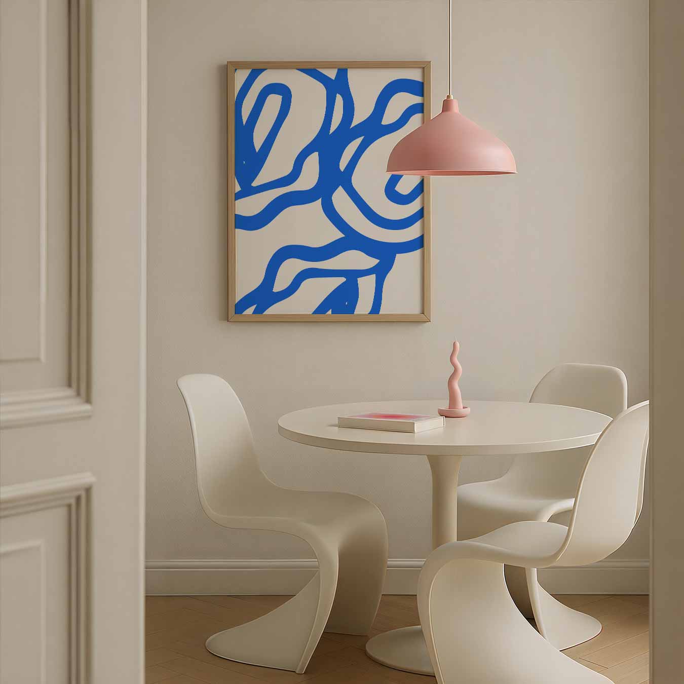 Abstracte Blauw-Witte Kunstposter