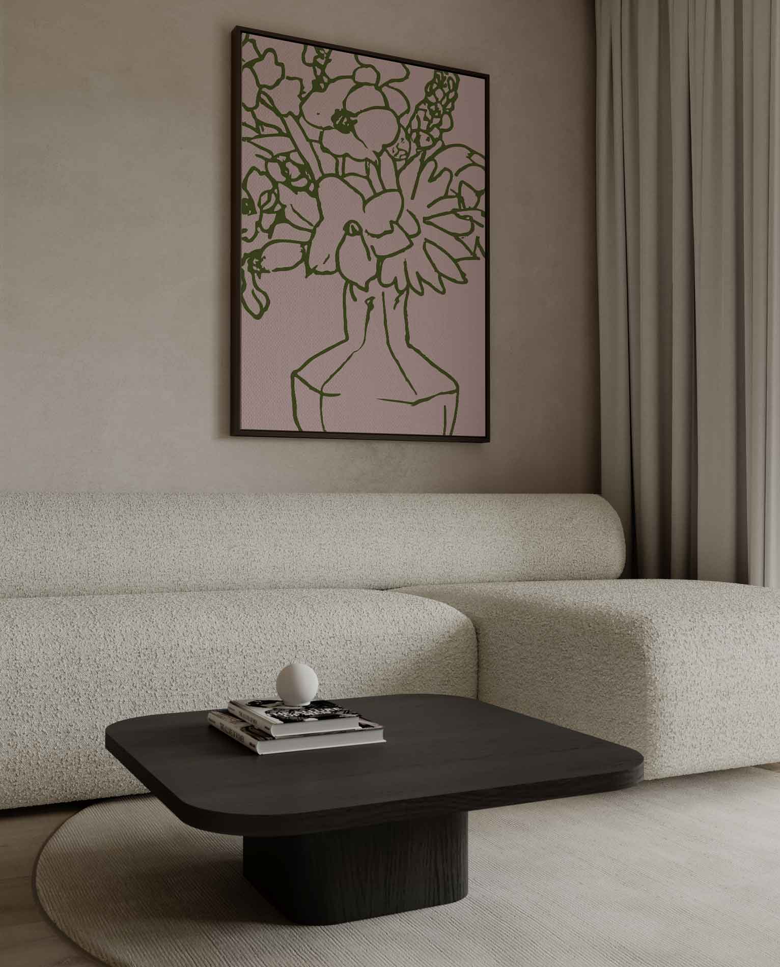 Bloemen in Lijn Kunstwerk-canvas-dibond-plexiglas-wanddecoratie-WallArtistic