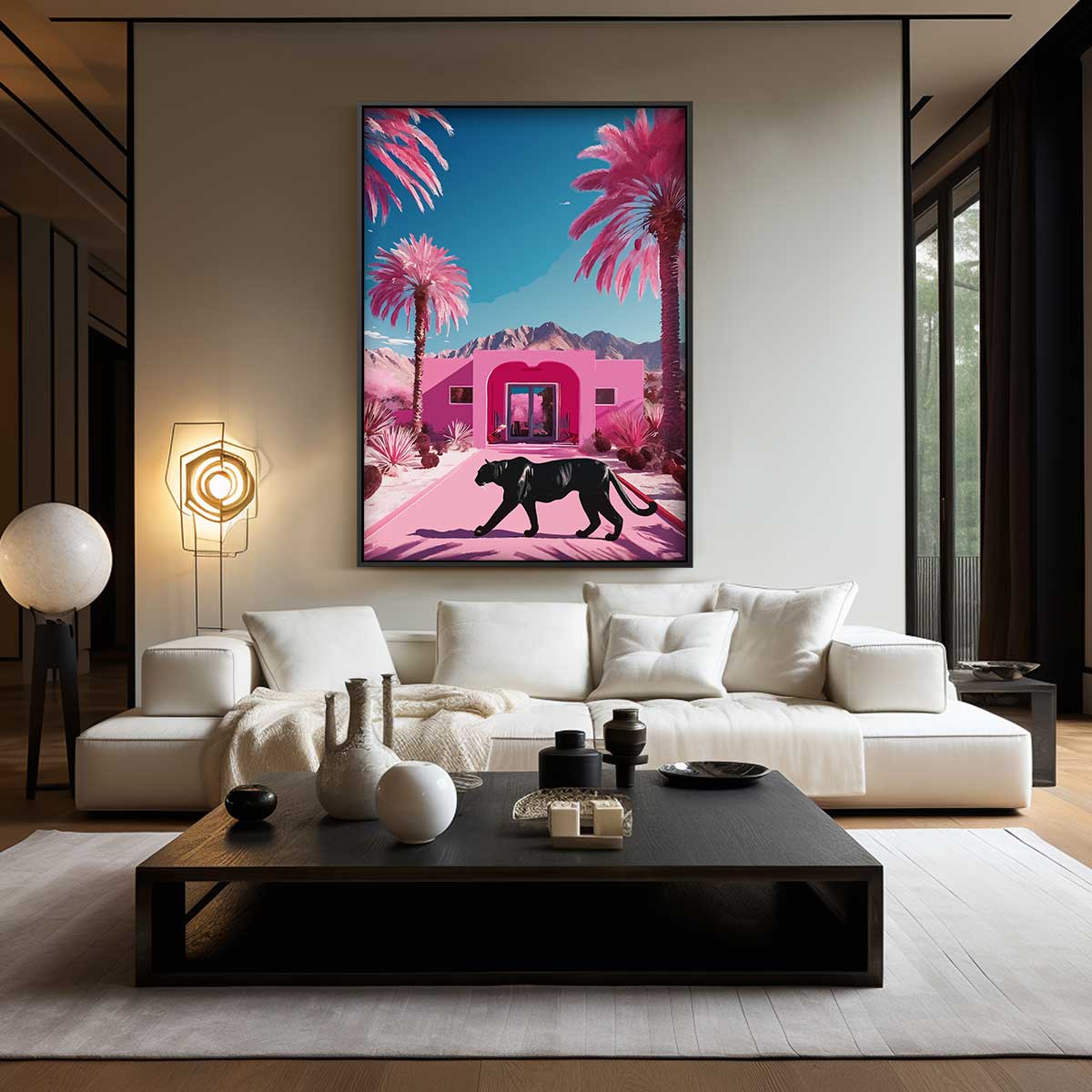 Tropische Droom met Panther Kunstwerk-canvas-dibond-plexiglas-wanddecoratie-WallArtistic