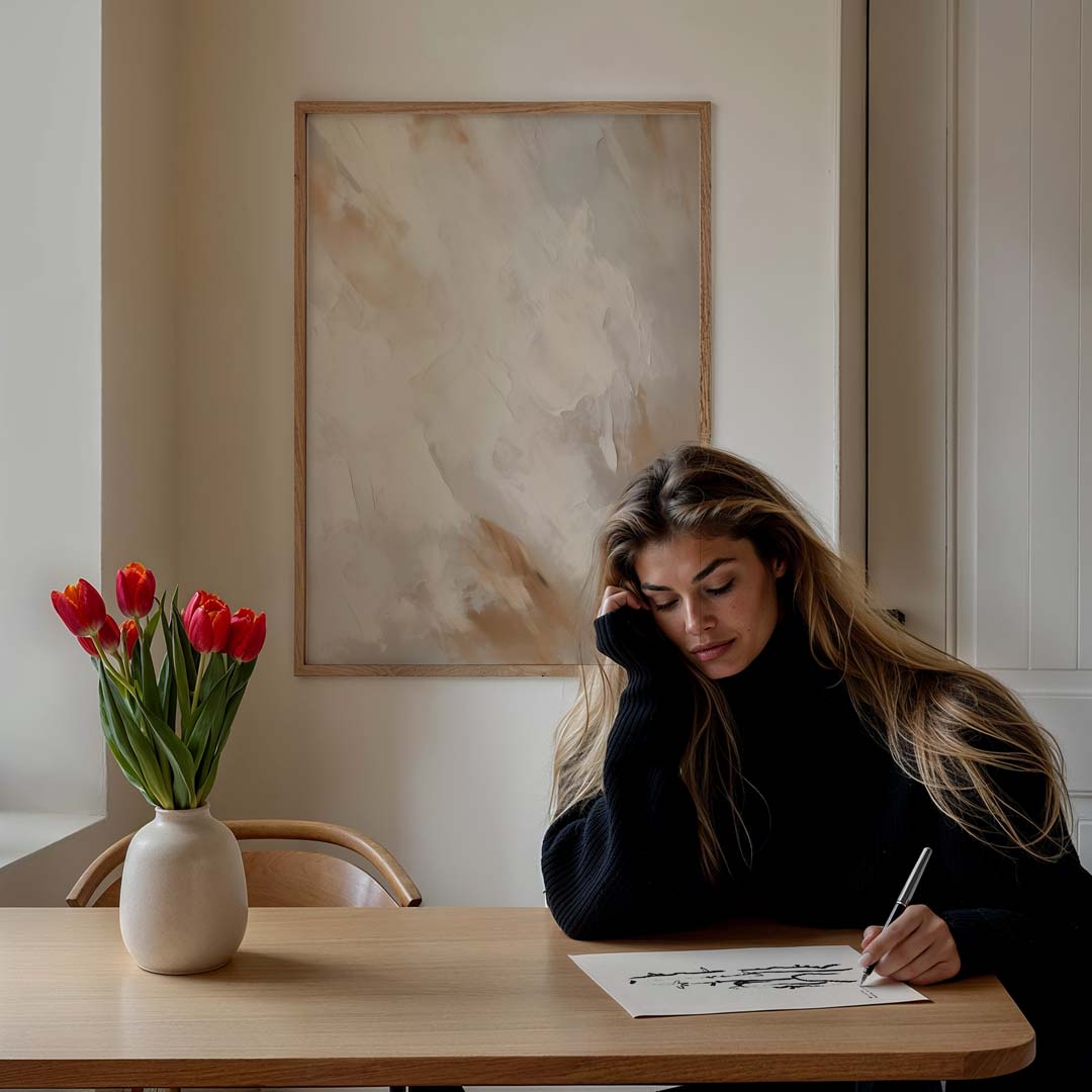 Warme Abstracte Zandtonen Poster-WallArtistic