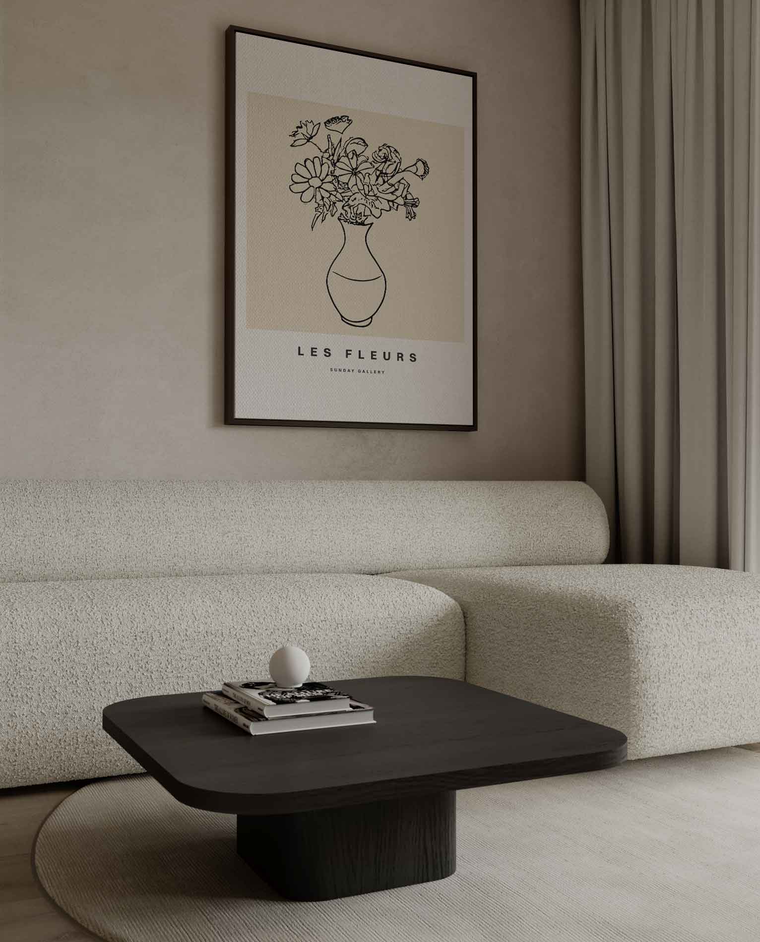 Les Fleurs Lijntekening Kunstwerk-canvas-dibond-plexiglas-wanddecoratie-WallArtistic