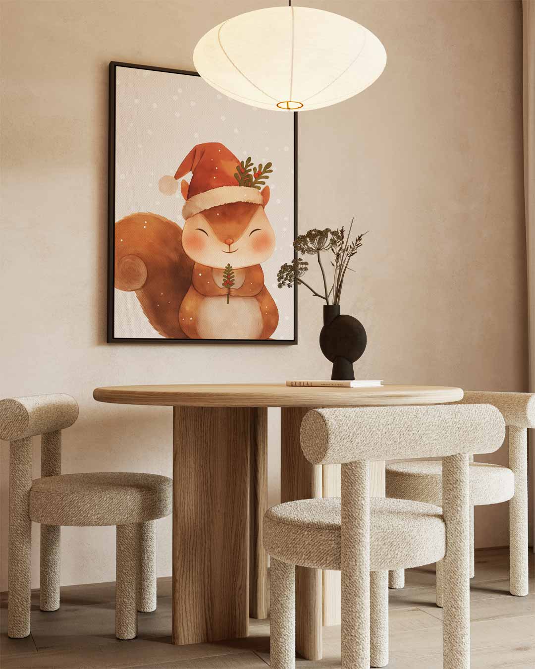 Vrolijk Eekhoorn Kerstkunstwerk Kunstwerk-canvas-dibond-plexiglas-wanddecoratie-WallArtistic