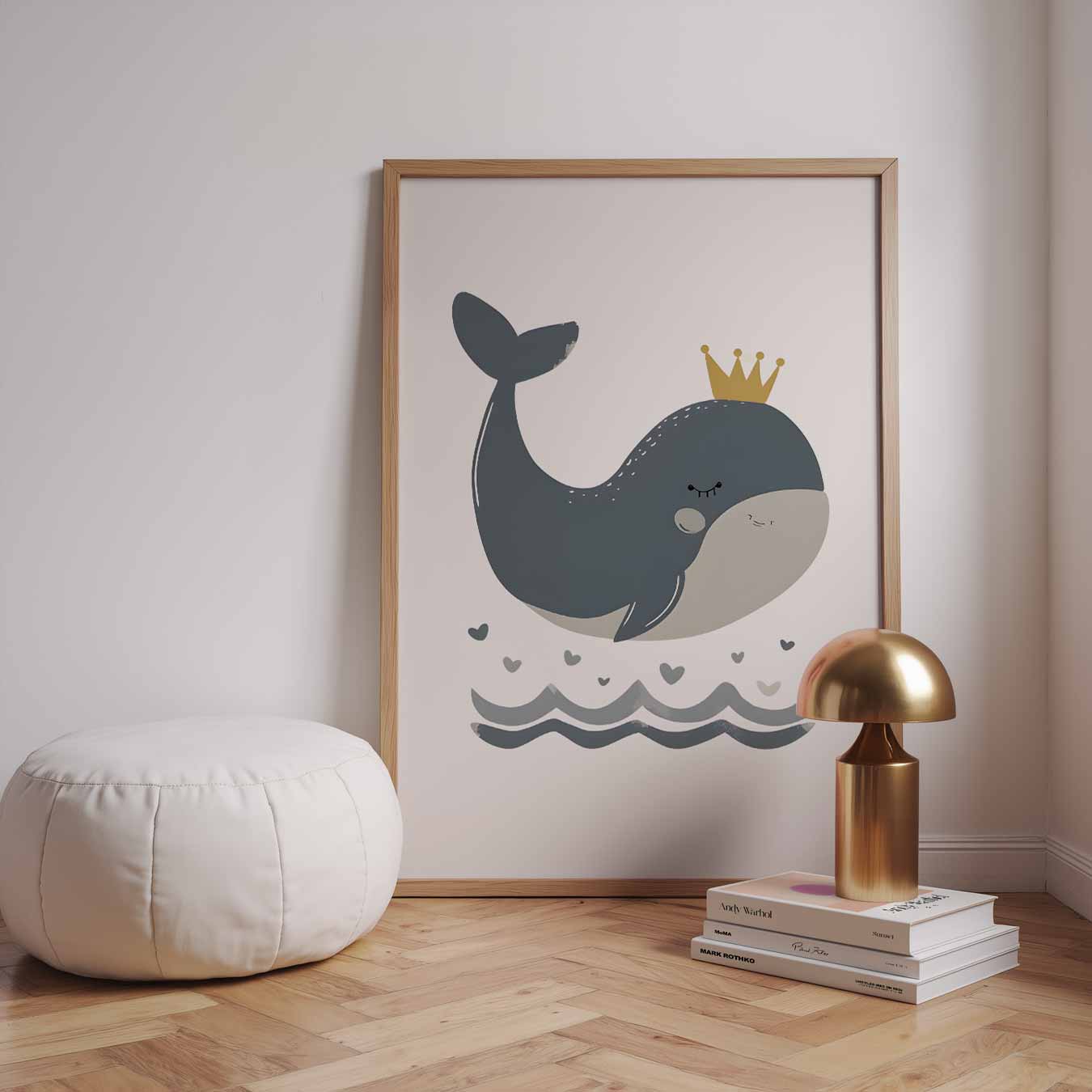 Schattige Walvis Met Kroon Poster-WallArtistic