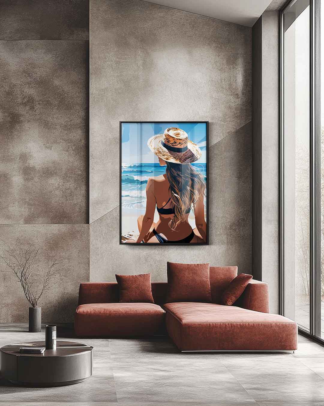 Zomers Stranduitzicht Kunstwerk-canvas-dibond-plexiglas-wanddecoratie-WallArtistic