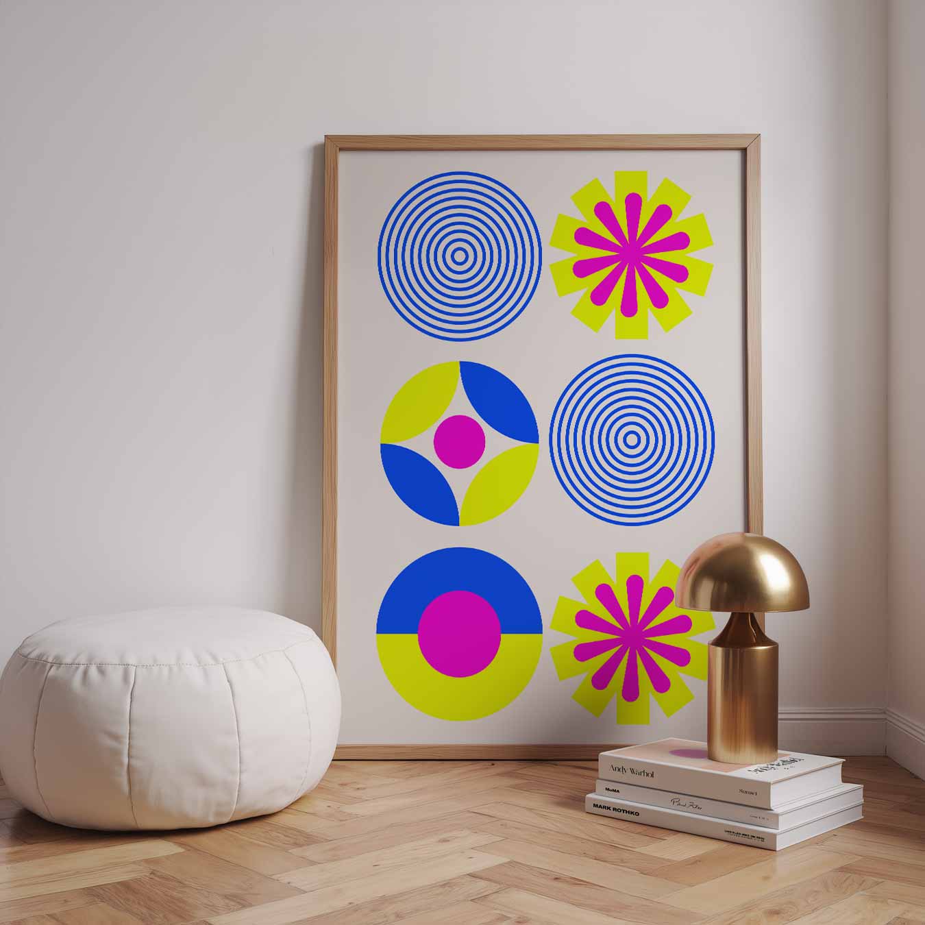 Kleurrijke Retro Cirkelpatronen Poster-WallArtistic