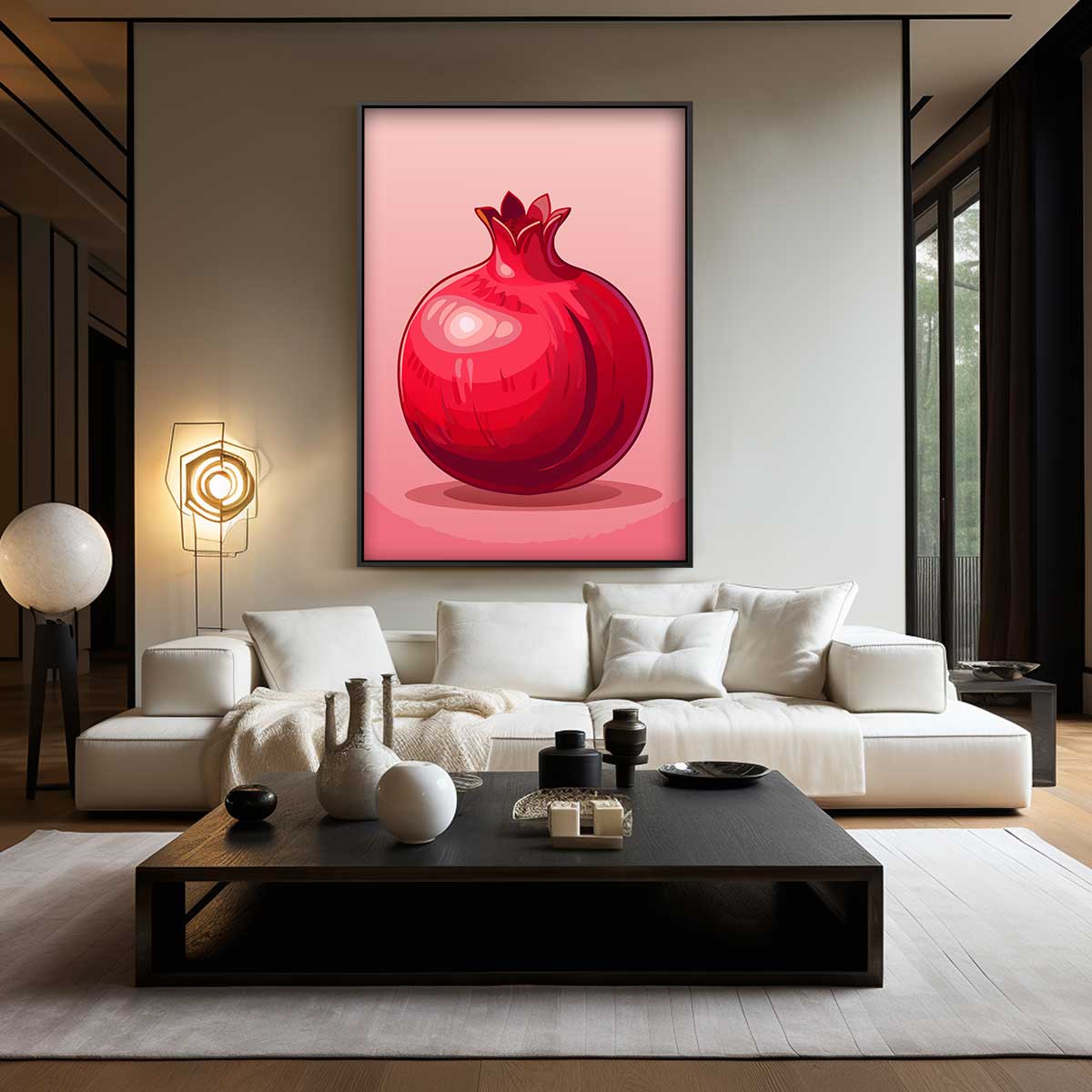 Stijlvolle Granaatappel Illustratie Kunstwerk-canvas-dibond-plexiglas-wanddecoratie-WallArtistic