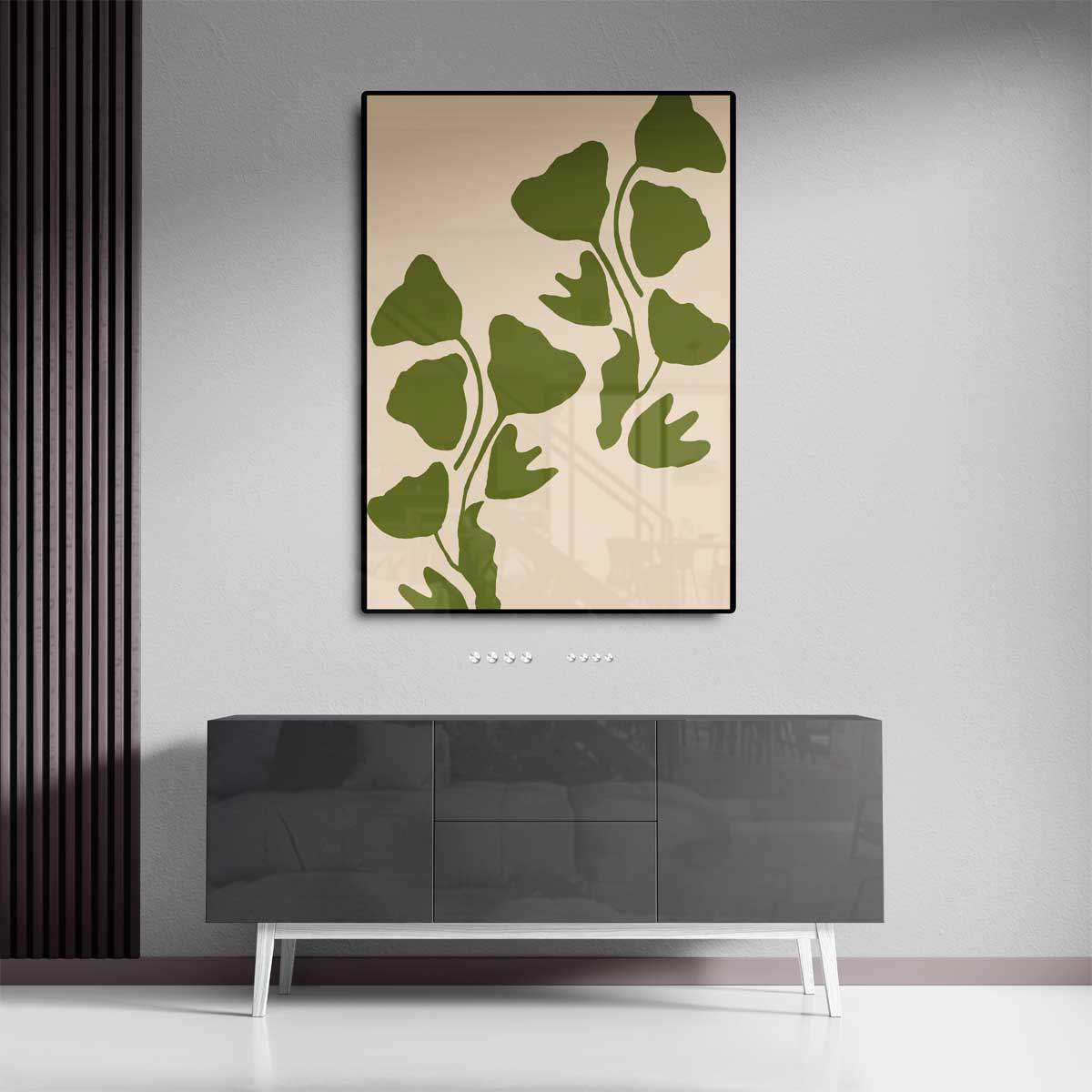 Groene Ginkgo Bladeren Kunstwerk-canvas-dibond-plexiglas-wanddecoratie-WallArtistic