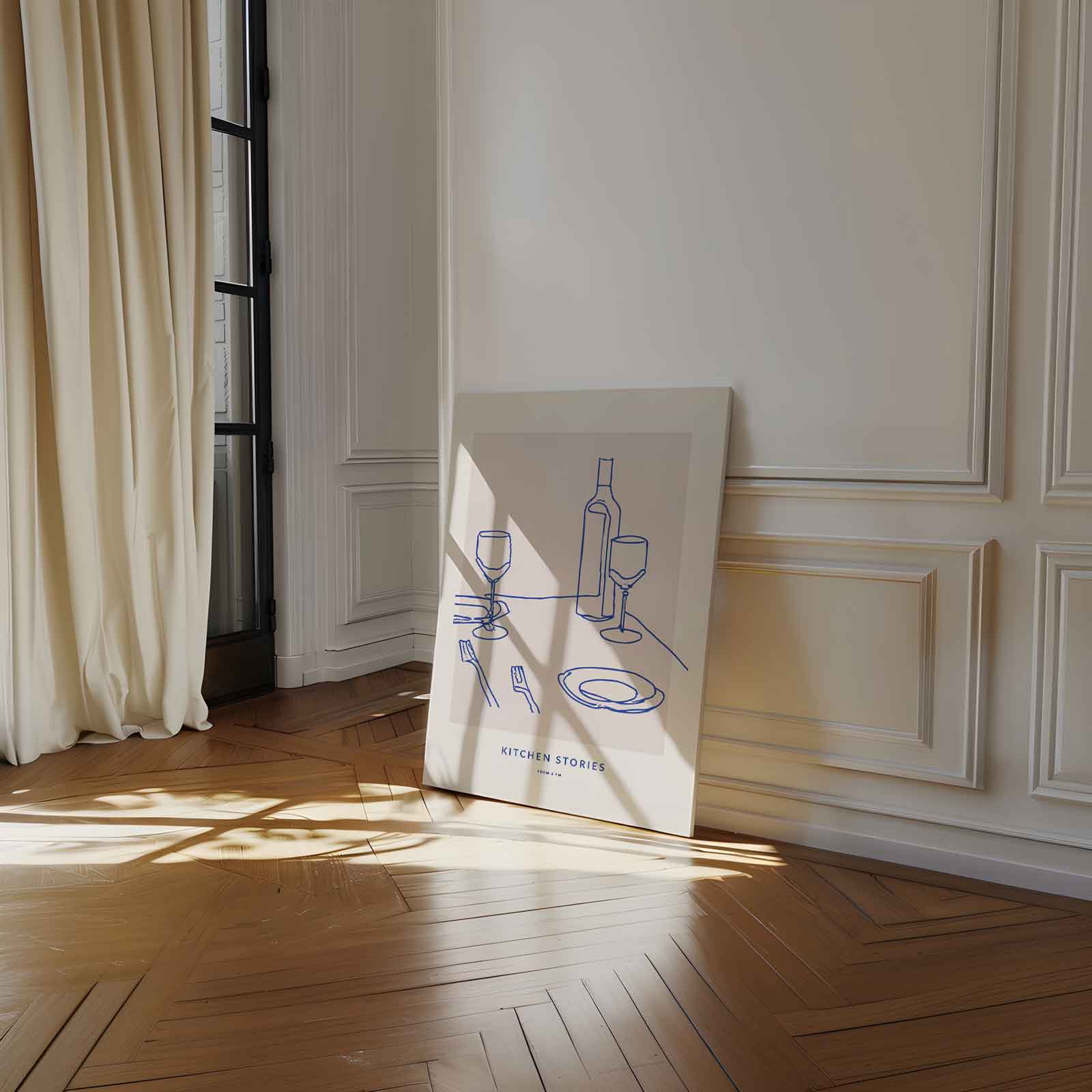 Eenvoudige Tafelscène Illustratie Kunstwerk-canvas-dibond-plexiglas-wanddecoratie-WallArtistic