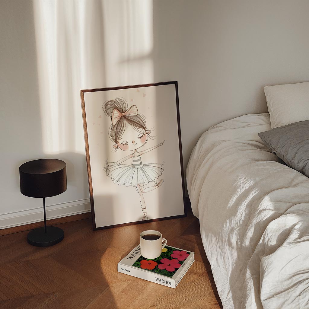 Schattige Ballerina Illustratie Poster-WallArtistic