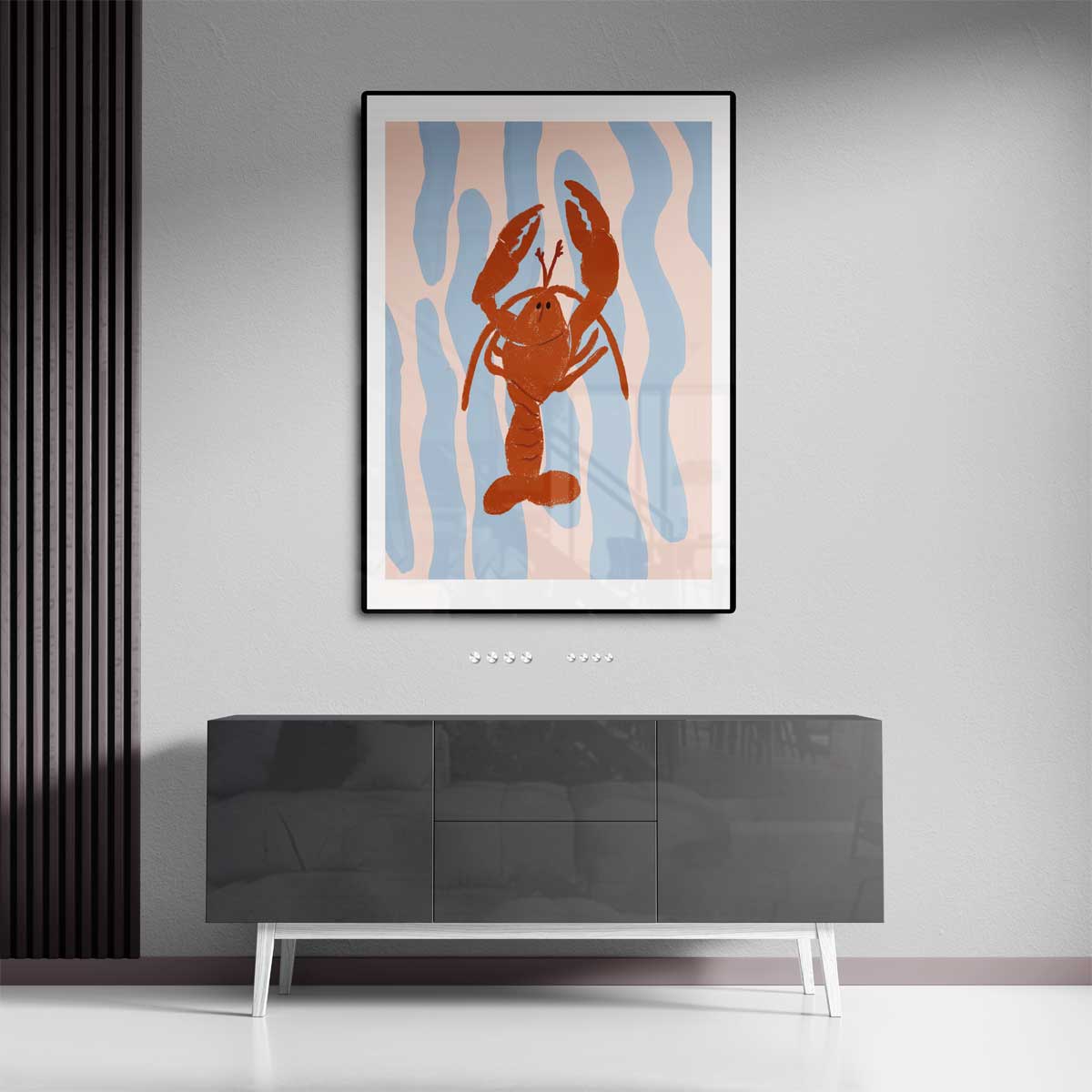 Dansende Kreeft op Zonnige Dag Kunstwerk-canvas-dibond-plexiglas-wanddecoratie-WallArtistic