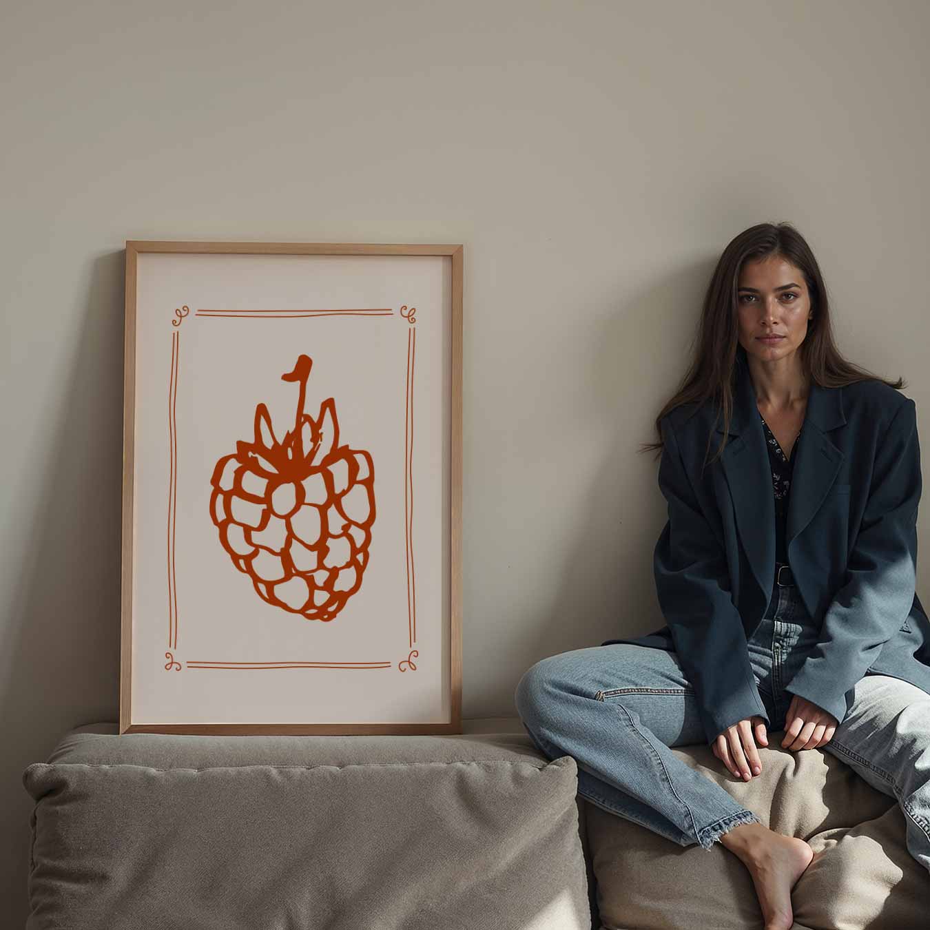 Retro Framboos Illustratie Poster-WallArtistic