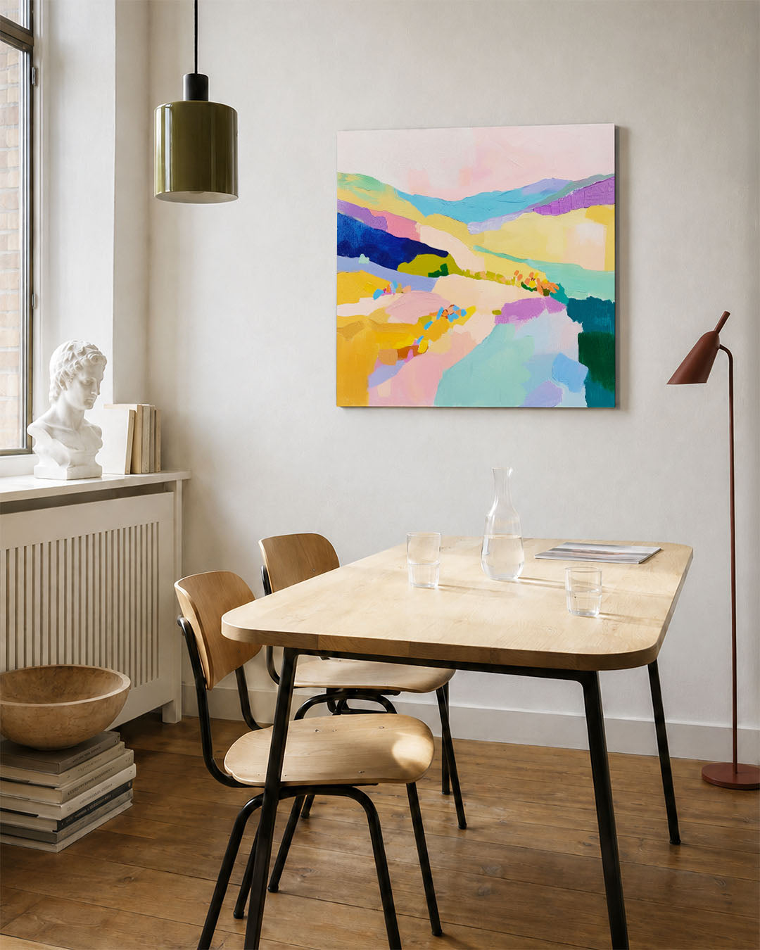 Kleurrijke landschap compositie Kunstwerk