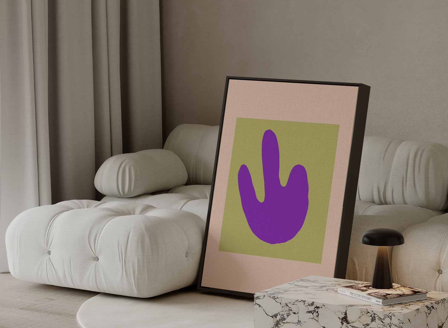Paarse Abstracte Handafdruk Kunstwerk-canvas-dibond-plexiglas-wanddecoratie-WallArtistic