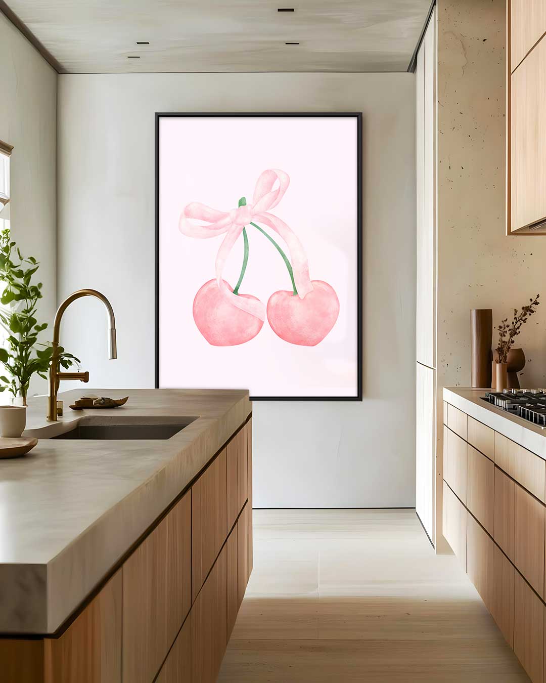 Zachte Kersen met Strik Kunstwerk-canvas-dibond-plexiglas-wanddecoratie-WallArtistic
