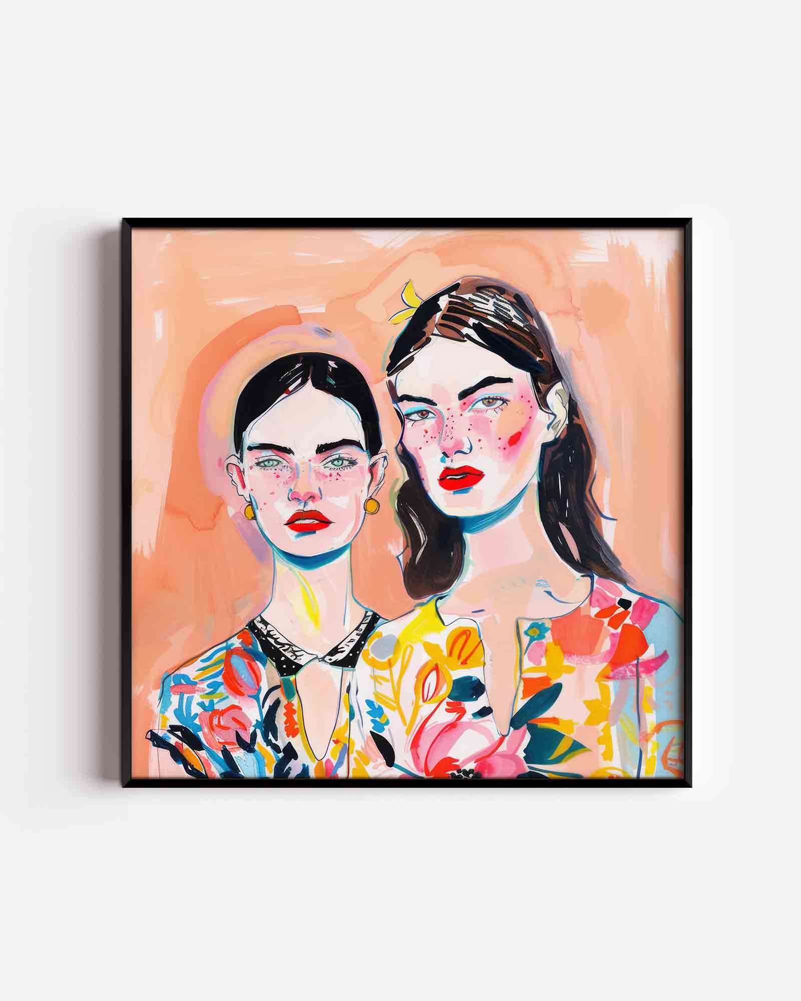 Twee vrouwen met kleurrijke kleding Poster