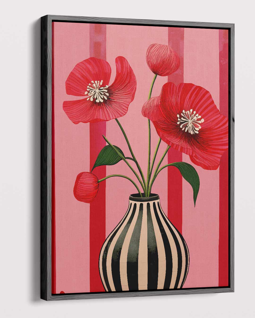 Vaas Met Rood Klaprozen Kunstwerk-canvas-dibond-plexiglas-wanddecoratie-WallArtistic