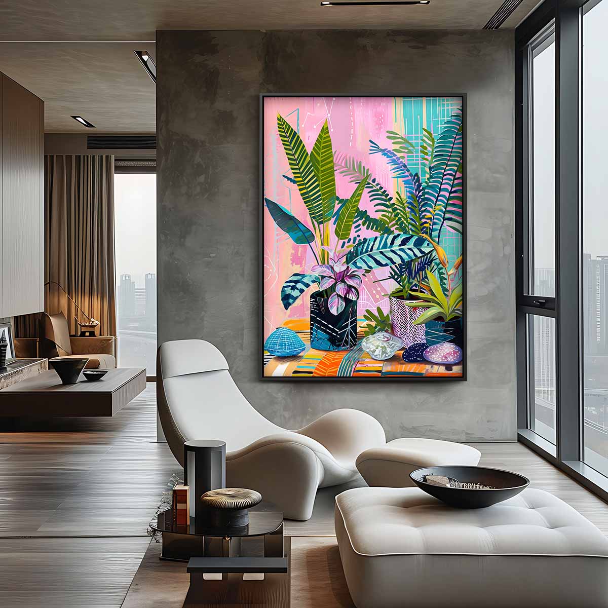 Tropische Planten in Kleurexplosie Kunstwerk-canvas-dibond-plexiglas-wanddecoratie-WallArtistic