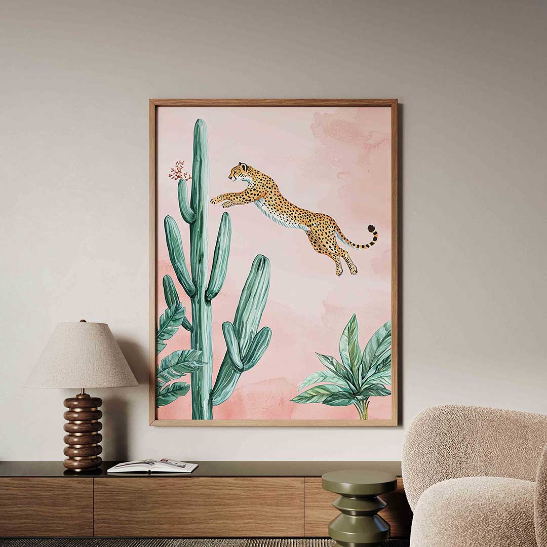 Springende luipaard Poster