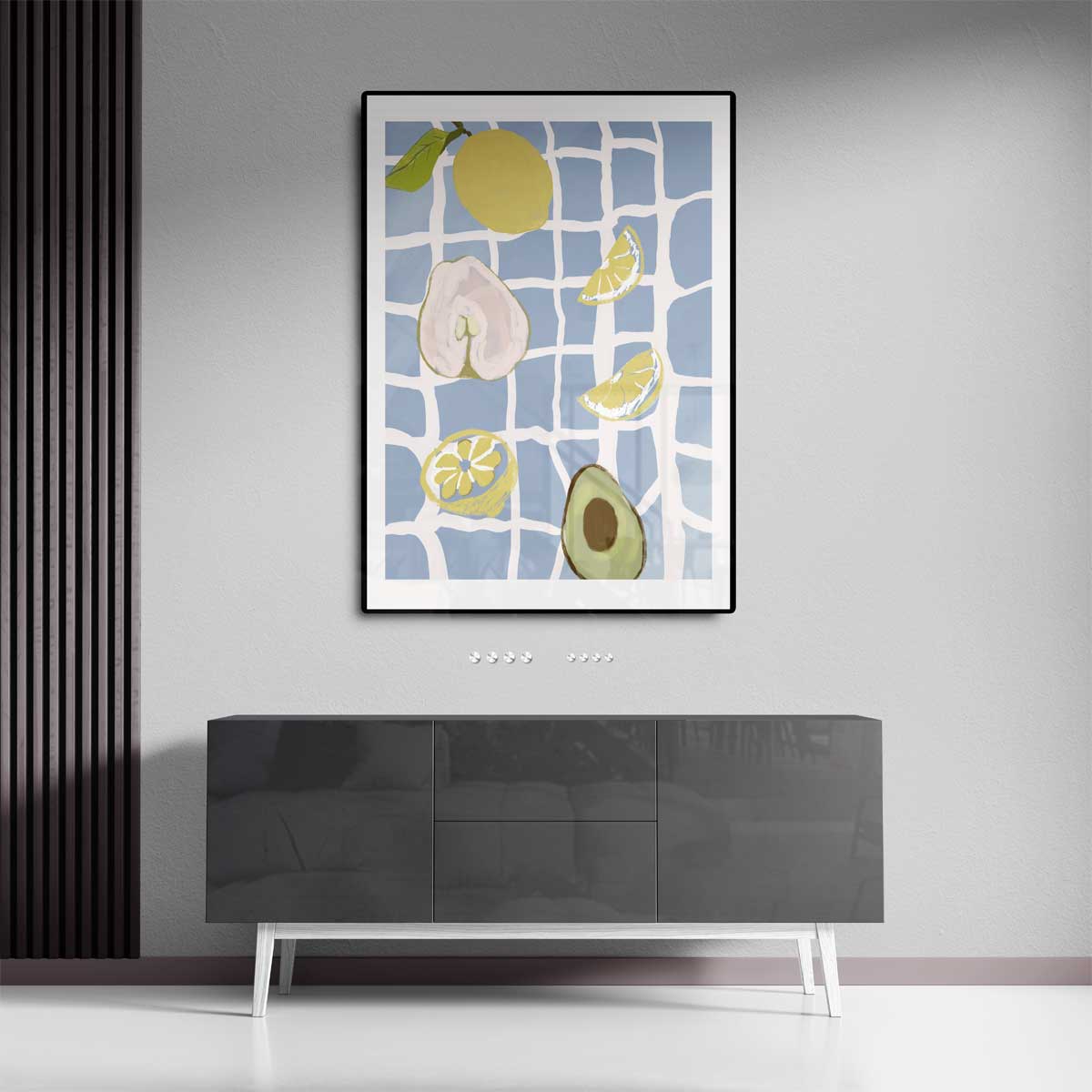 Zomerse Vruchten op Tegels Kunstwerk-canvas-dibond-plexiglas-wanddecoratie-WallArtistic