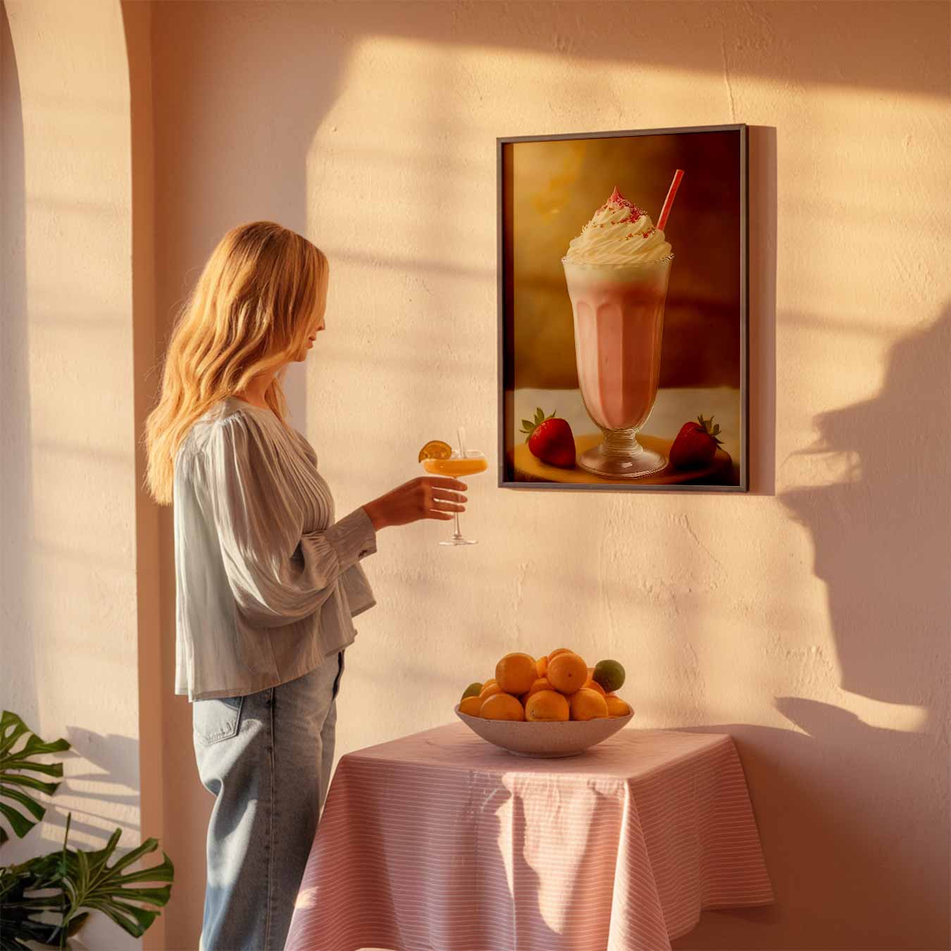 Romantische Aardbeienmilkshake Poster