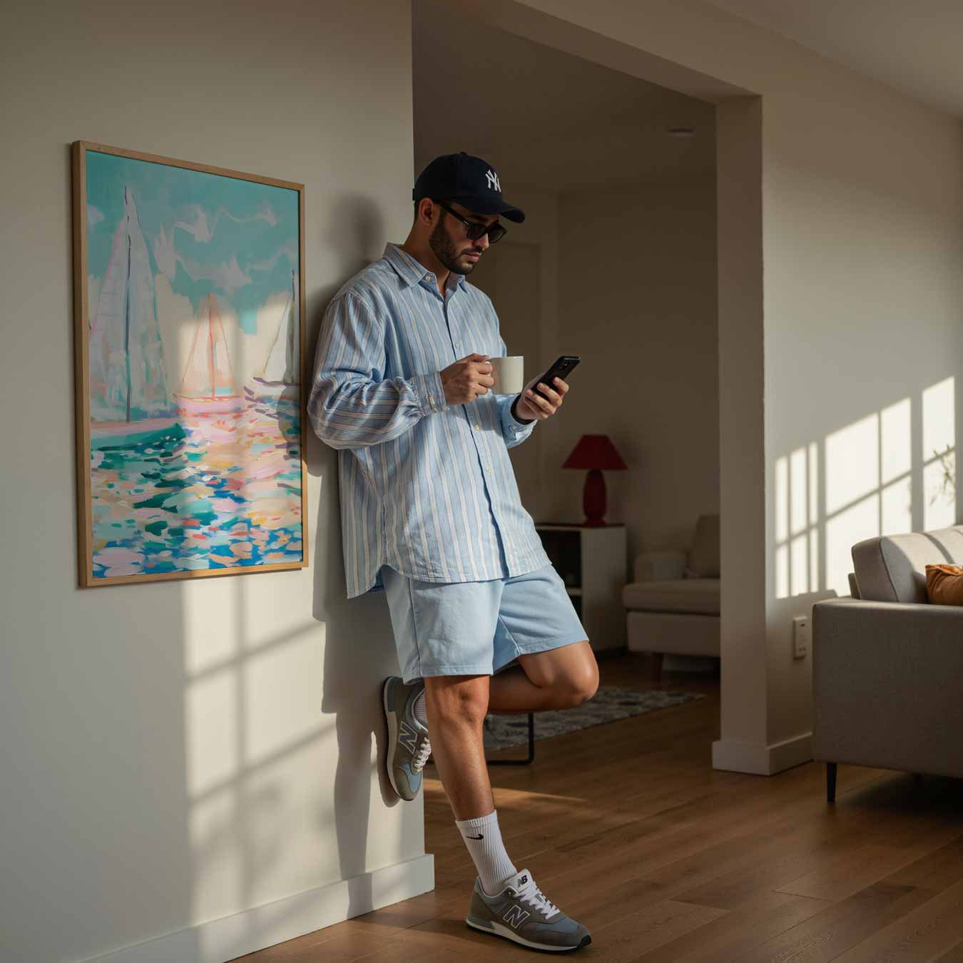 Zomerzeilingen op Blauwe Zee Poster-WallArtistic