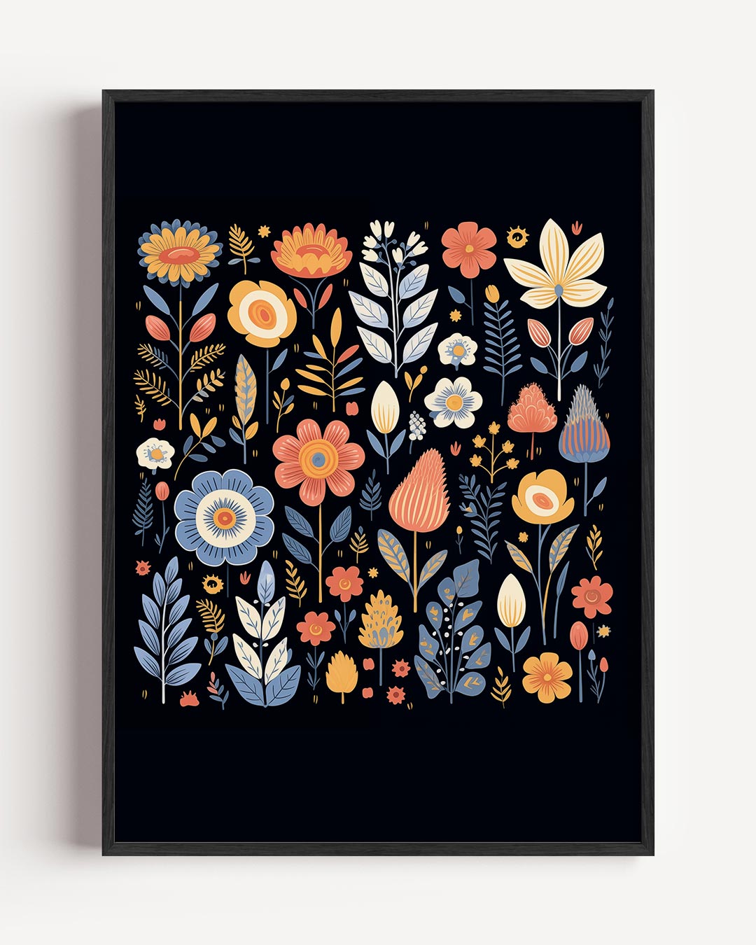 Bloemenpracht op Zwart Poster-WallArtistic