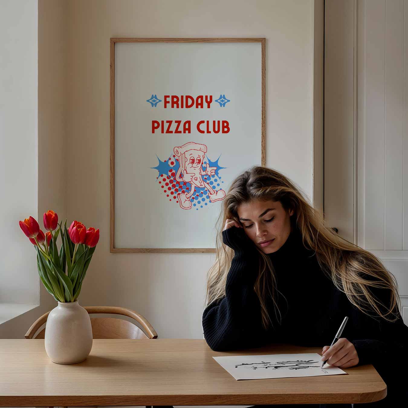 Friday Pizza Club Poster-WallArtistic